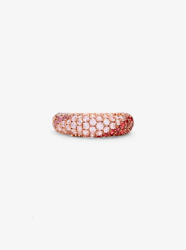 Damske Prstene Michael Kors 14K Rose Gold-Plated Ombré Pavé Ruzove Zlate - Šperky Michael Kors Akcia | FWNDE-5274